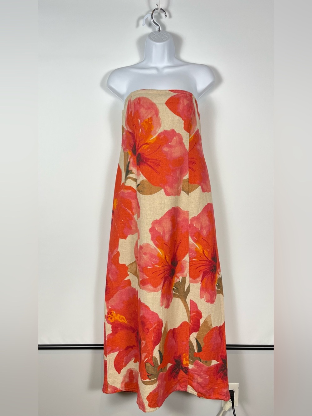 Anthropologie The Aliza Strapless Linen Maxi Dress Size Medium